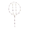 Handmade Natural Amethyst Beaded Chains Earring & Necklaces Sets SJEW-JS01342-02-2