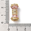 Rack Plating Brass Pave Pink & Clear Cubic Zirconia Screw Clasps KK-E084-18G-3