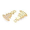 Christmas Theme Brass Micro Pave Clear Cubic Zirconia Charms KK-T073-13G-2