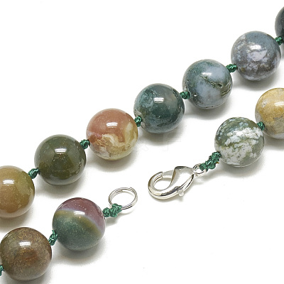 Natural Indian Agate Beaded Necklaces NJEW-S404-10-1