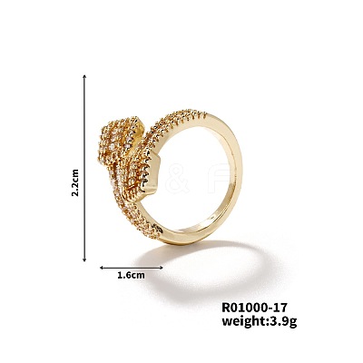 Trendy Brass Cubic Zirconia Opening Ring KU5500-1