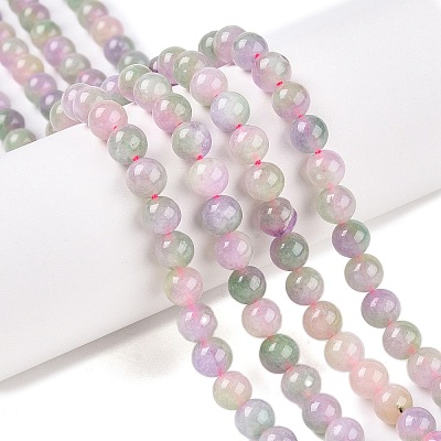 Dyed Natural White Jade Beads Strands G-T138-6mm-210-8-1
