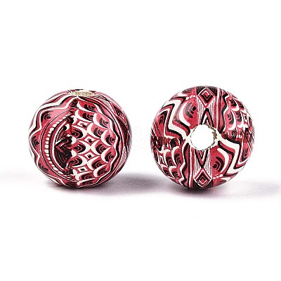 Bohemian Style Printed Schima Wood Beads WOOD-T032-31M-1
