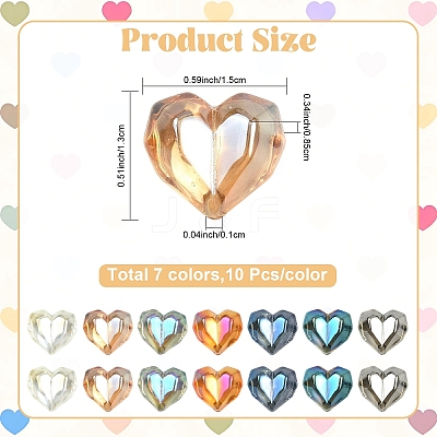 70Pcs 7 Colors Electroplate Transparent Glass Beads EGLA-YW0005-71-1