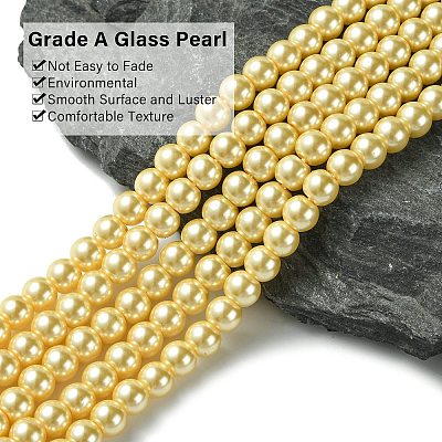 Eco-Friendly Dyed Glass Pearl Beads Strands HY-A008-6mm-RB072-1