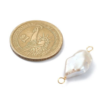 Natural Baroque Pearl Keshi Pearl Copper Wire Wrapped Connector Charms PALLOY-JF02085-01-1