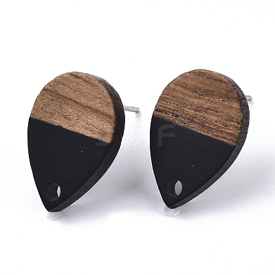 Resin & Walnut Wood Stud Earring Findings MAK-N032-002A-B01-1