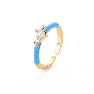 Brass Enamel Cuff Rings RJEW-T016-28F-NF-1