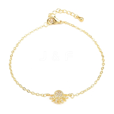 2Pcs Brass Micro Pave Cubic Zirconia Link Bracelets BJEW-G782-01GP-1
