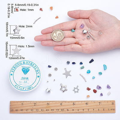 DIY Gemstone Bead Stretch Bracelets Making Kits DIY-SC0012-17-1
