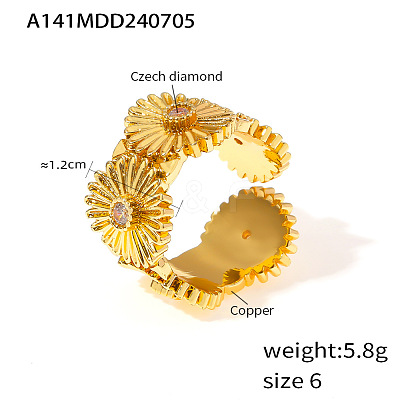 304 Stainless Steel Micro Pave Clear Cubic Zirconia Cuff Rings FS-WG15C0E-01-1