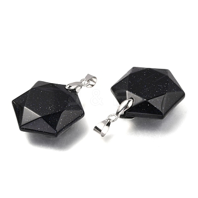 Faceted Synthetic Blue Goldstone Pendants G-F340-03M-1