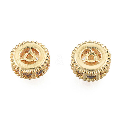Brass Pave Clear Cubic Zirconia Beads KK-N259-33-1