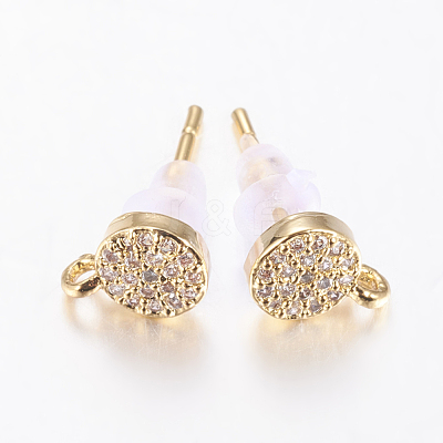 Brass Micro Pave Cubic Zirconia Stud Earring Findings ZIRC-E132-11B-G-1