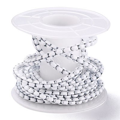 Eco-friendly Spray Painted Handmade Brass Box Chains KK-J276-17-P02-1
