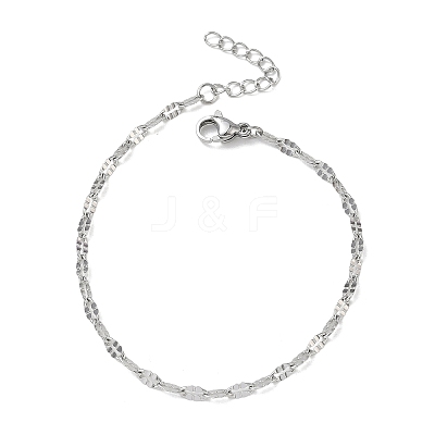 304 Stainless Steel Dapped Chains Bracelets for Women BJEW-D466-08C-P-1