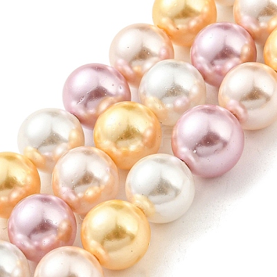 Electroplated Shell Pearl Beads Strands SHEL-F008-03B-05-1