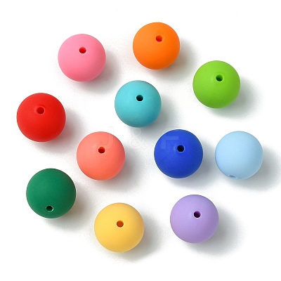 Rubberized Style Opaque Acrylic Beads MACR-CJC0009-02A-1