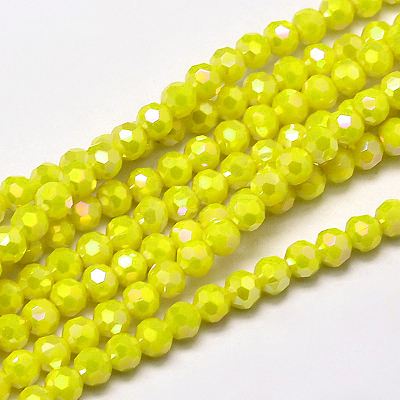 Faceted Round Full Rainbow Plated Electroplate Glass Beads Strands X-EGLA-J130-FR05-1