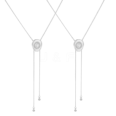 2Pcs Adjustable Brass Curb Chains Cowboy Hat Sweater Lariat Necklaces NJEW-UN0001-78P-1