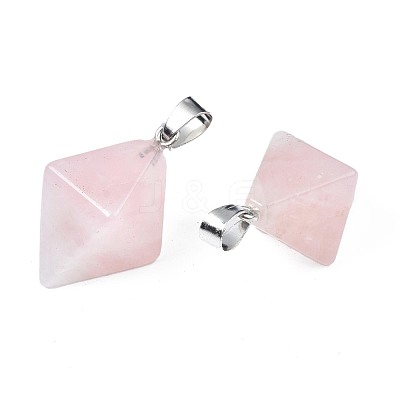 Natural Rose Quartz Pendants G-N326-107A-1