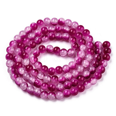 Crackle Baking Paint Imitation Jade Glass Beads Strands DGLA-T003-10mm-12-1