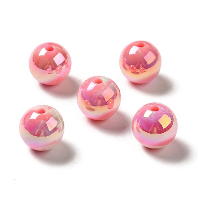 UV Plating Opaque Rainbow Iridescent Acrylic Beads MACR-D063-01A-07-1