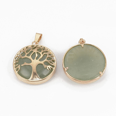 Natural Green Aventurine Pendants G-S292-10C-G-1
