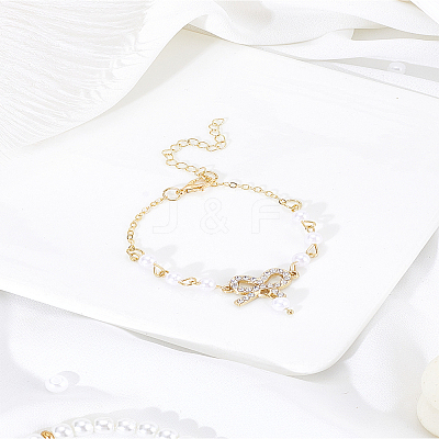 1Pc Alloy Rhinestone Bowknot Link Bracelets BJEW-LP0004-47-1
