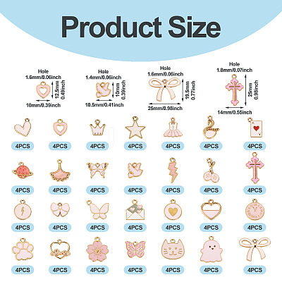 112Pcs 28 Styles Alloy Enamel Pendants ENAM-TA0009-08-1