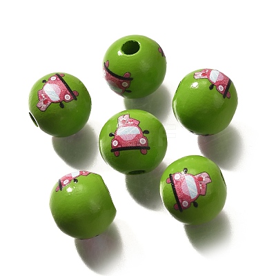 Valentine's Day Element Printed Wood Beads WOOD-R002-01-20-1