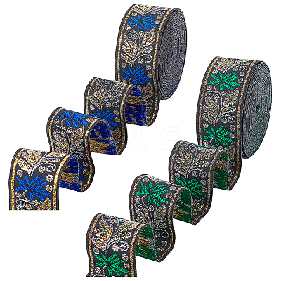 2Pcs 2 Colors Ethnic Style Embroidery Polyester Ribbons OCOR-PH0003-92-1