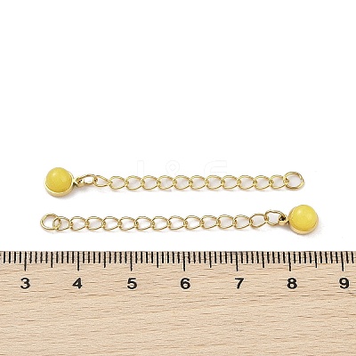 Ion Plating(IP) 316 Surgical Stainless Steel Curb Chain Extender with Natural  Dyed Jade Round Charm High Polished STAS-A097-01G-12-1