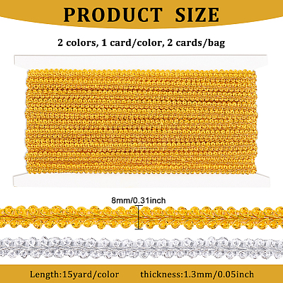 2 Cards 2 Colors Metallic Polyester Lace Trim OCOR-FG0001-39-1