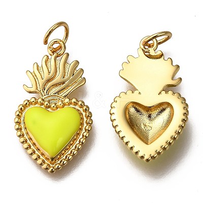 Golden Tone Brass Enamel Pendants KK-K750-01G-A-1