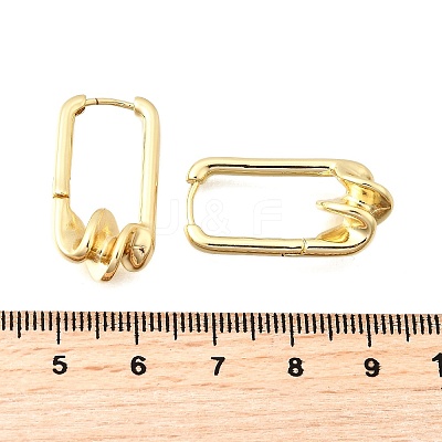 Rectangle Brass Hoop Earrings EJEW-Z121-08G-1