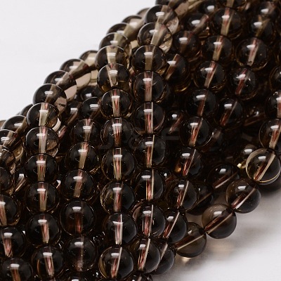 Natural Smoky Quartz Round Beads Strands X-G-E329-10mm-38-1