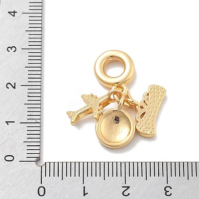 Brass Blue Enamel Earth & Plane European Dangle Charms KK-M305-05G-1