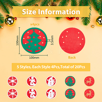20Pcs 5 Style Polyster Felt Heat Resistant Cup Mats AJEW-FH0003-84-1