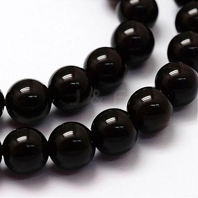 Natural Golden Sheen Obsidian Beads Strands G-F364-08-8mm-1