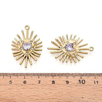 304 Stainless Steel Micro Pave Cubic Zirconia Pendants STAS-N109-167G-1