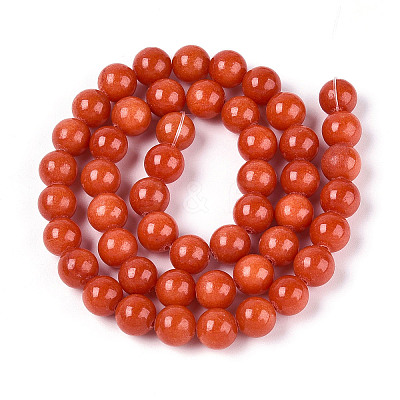 Dyed Natural Mashan Jade Round Beads Strands G-T139-8mm-67C-1