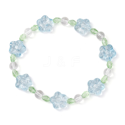 Plum Blossom Flower Glass Beads Stretch Bracelets for Women BJEW-JB12138-02-1