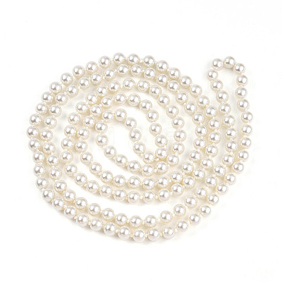 8.2MM Baking Paint Pearlized Glass Pearl Round Beaded Long Necklaces HY-T002-03B-1