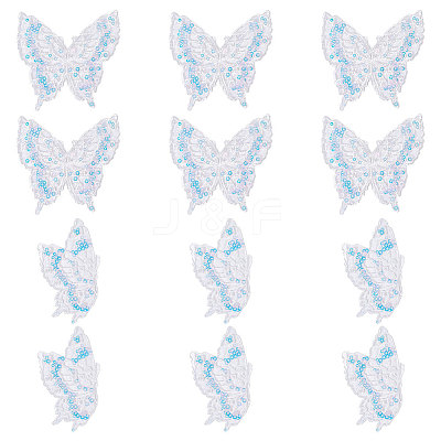 12Pcs 2 Style Butterfly Laser Effect Sequin Appliques PATC-GF0001-10-1