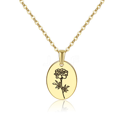 Brass Birth Month Flower Pendant Necklace HUDU-PW0001-034J-1-1