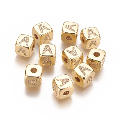 Brass Micro Pave Cubic Zirconia Beads KK-K238-16G-A-1