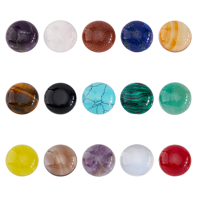 30Pcs 15 Styles Natural & Synthetic Mixed Gemstone Cabochons G-FH0001-89-1