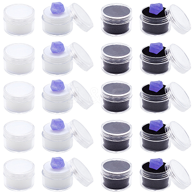 20Pcs 2 Colors Round Jewelry Clear Plastic Loose Diamond Storage Box CON-GF0001-15B-1