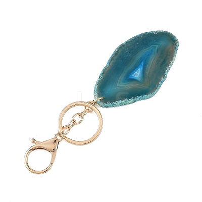 Natural Agate & 304 Stainless Steel Keychain KEYC-JKC01494-1